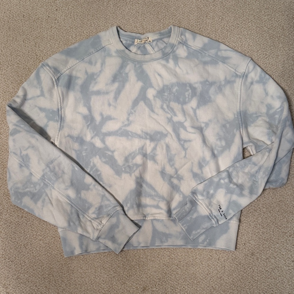 rag & bone Light Blue Tie-Dye Crewneck Sweatshirt